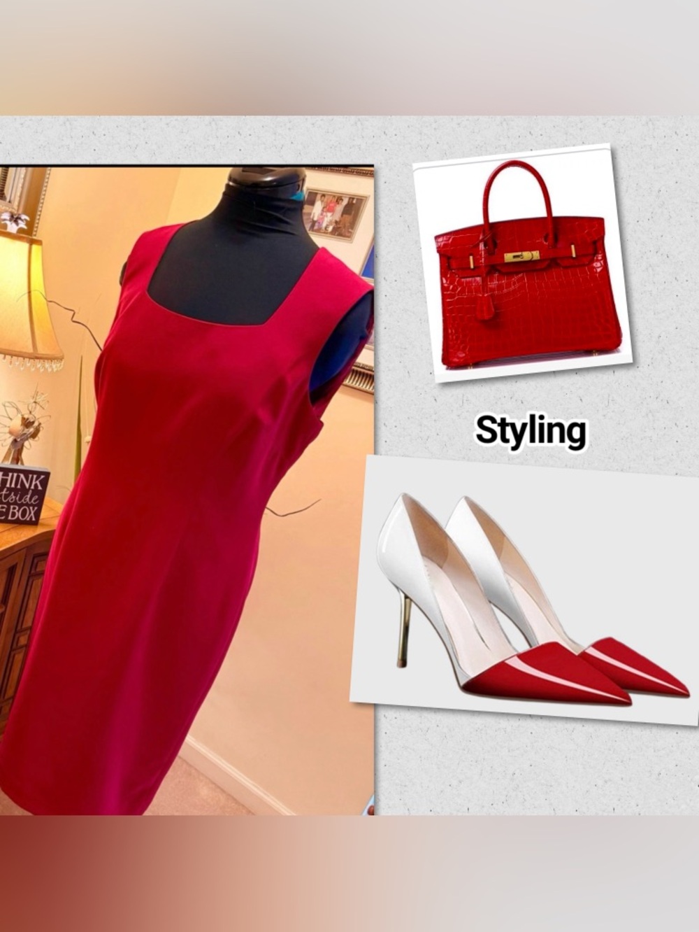 Elegant Red Sleeveless Tailored Dress - Picture 11 of 16